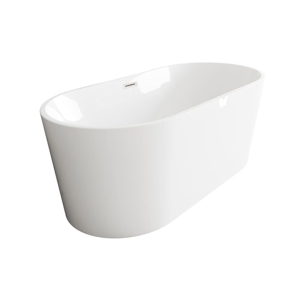 59 inch Bathtub in Glossy White with Brushed Nickel Trim. Picture 5