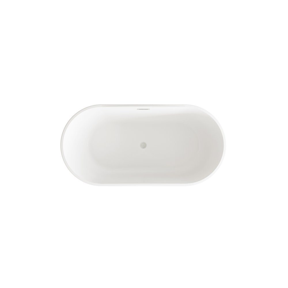 59 inch Bathtub in Glossy White with Brushed Nickel Trim. Picture 6