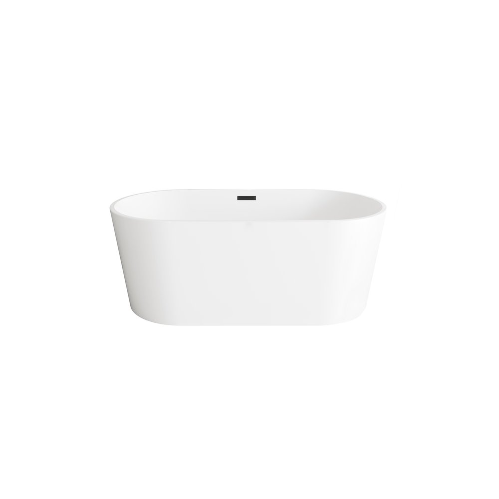 59 inch Bathtub in Glossy White with Matte Black Trim. Picture 1