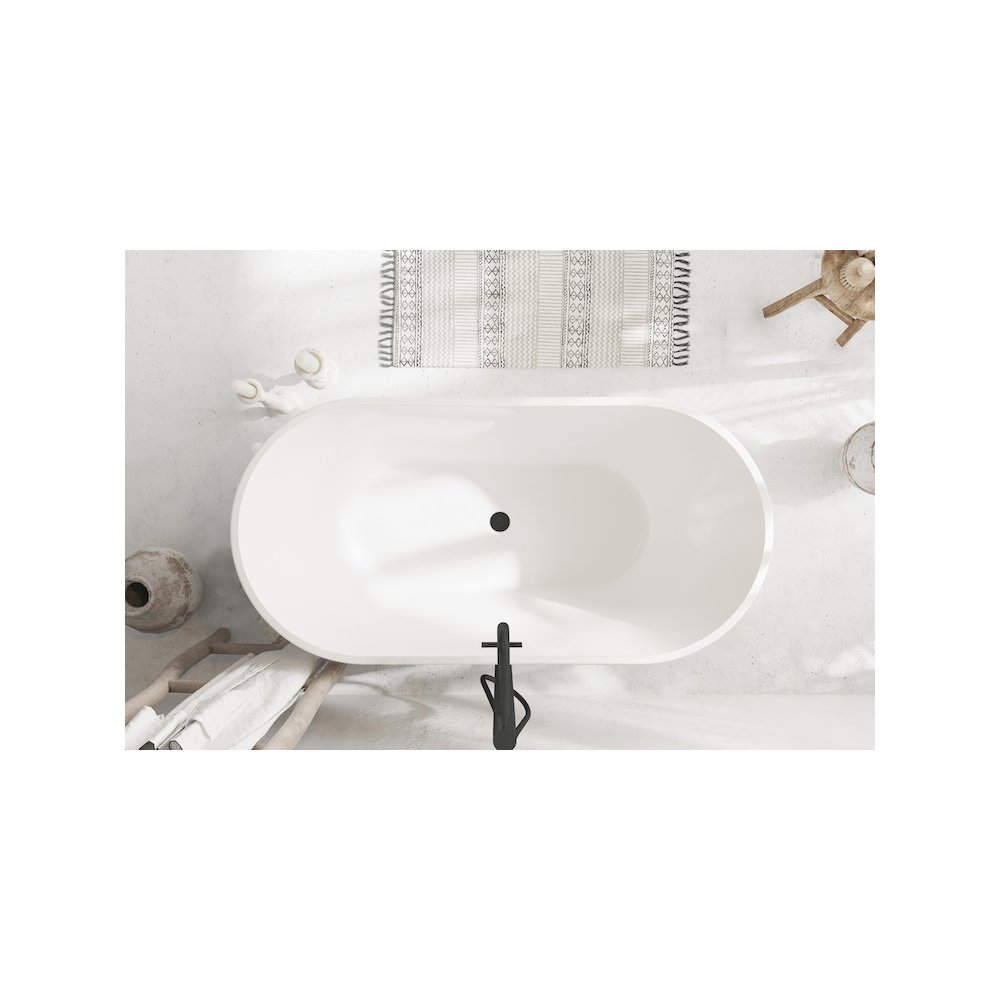59 inch Bathtub in Glossy White with Matte Black Trim. Picture 4