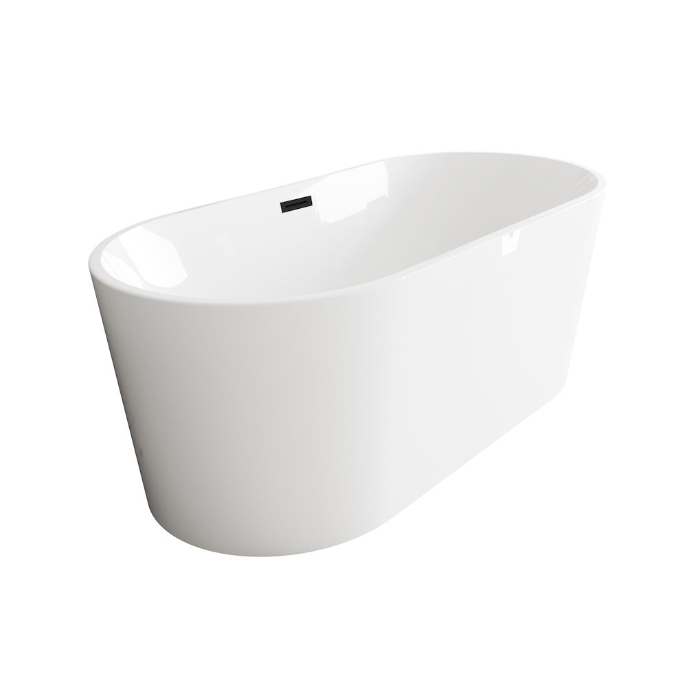 59 inch Bathtub in Glossy White with Matte Black Trim. Picture 5