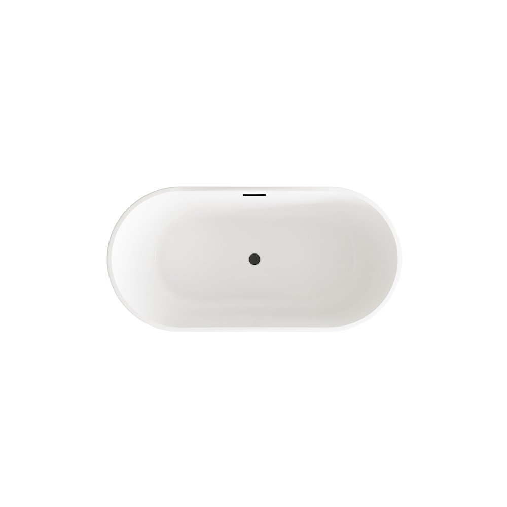 59 inch Bathtub in Glossy White with Matte Black Trim. Picture 6