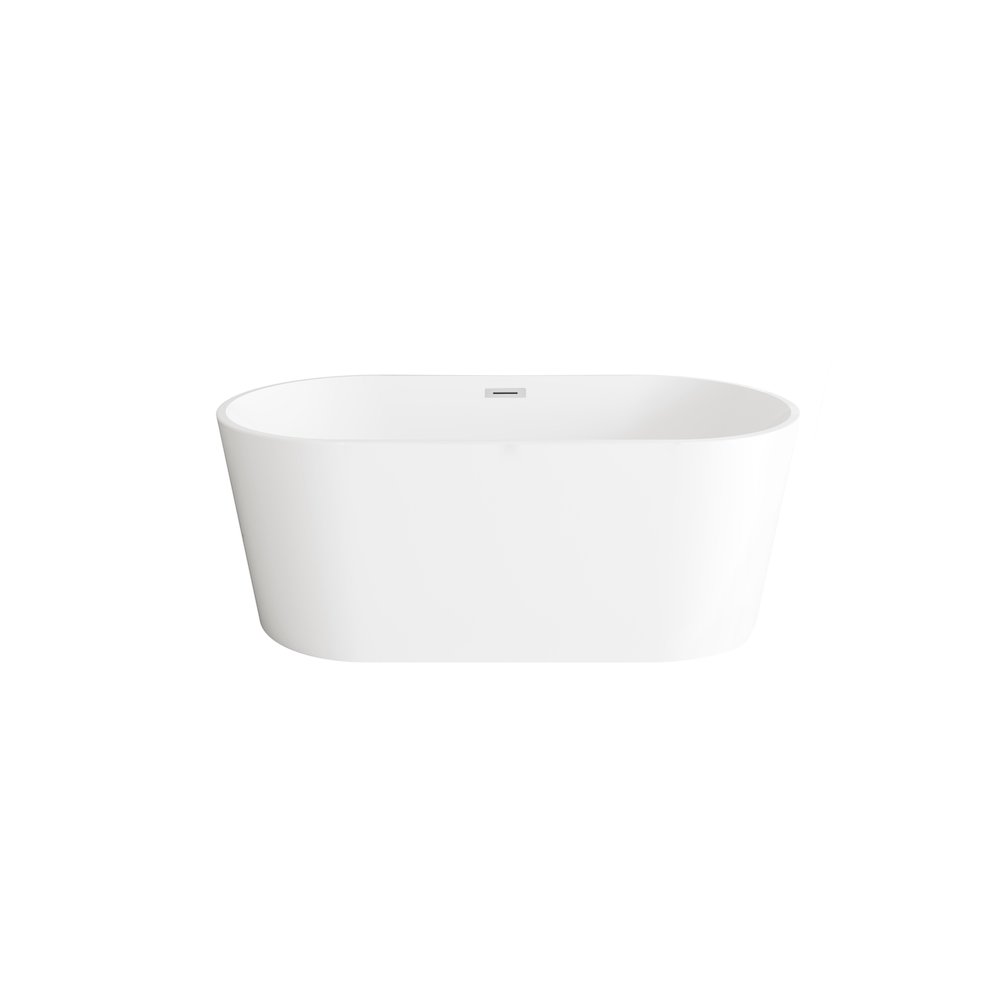 59 inch Bathtub in Glossy White with Chrome Trim. Picture 1
