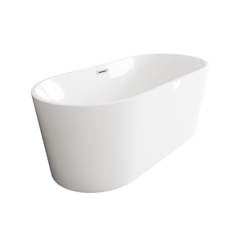 59 inch Bathtub in Glossy White with Chrome Trim. Picture 5