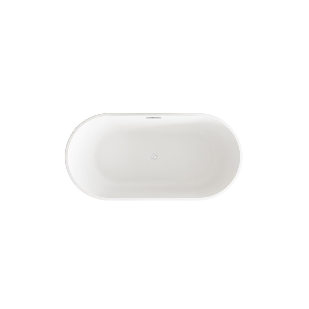 59 inch Bathtub in Glossy White with Chrome Trim. Picture 6