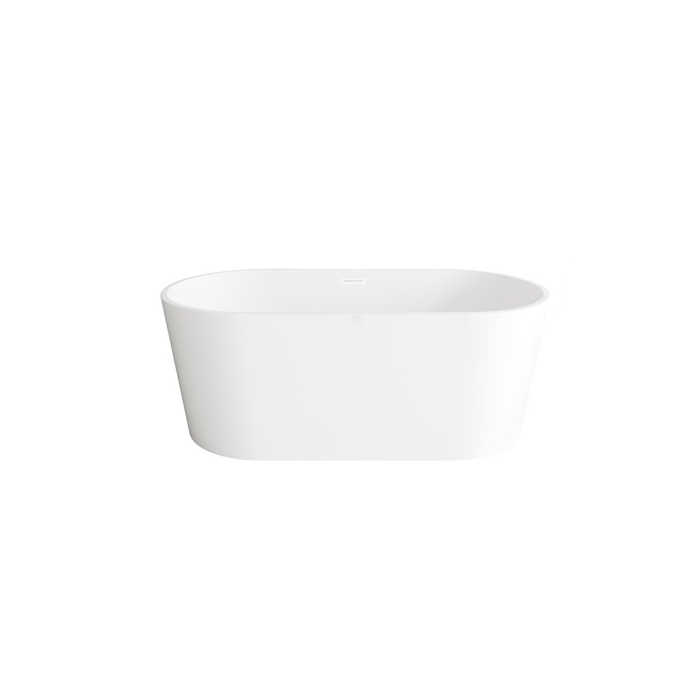 59 inch Bathtub in Glossy White with Polished White Trim. Picture 1