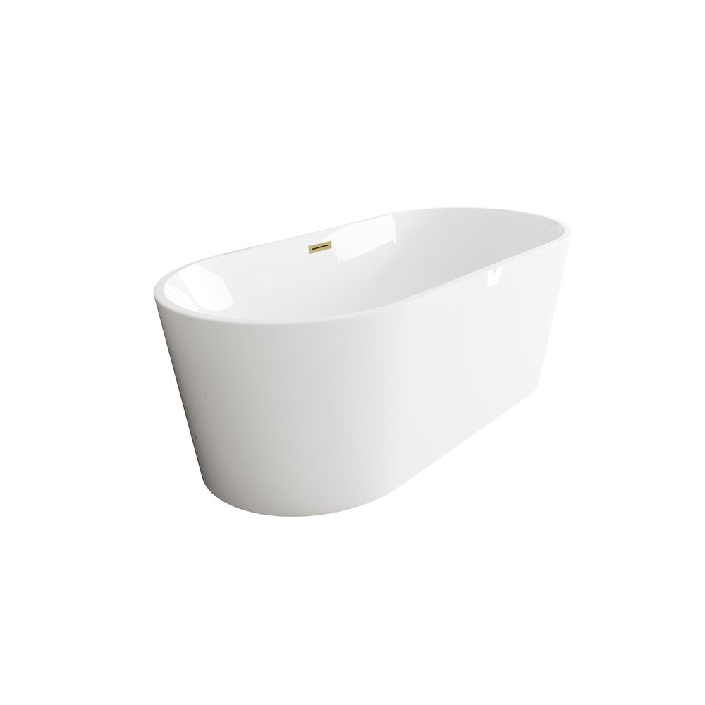 67 inch Bathtub in Glossy White with Brushed Gold Trim. Picture 5