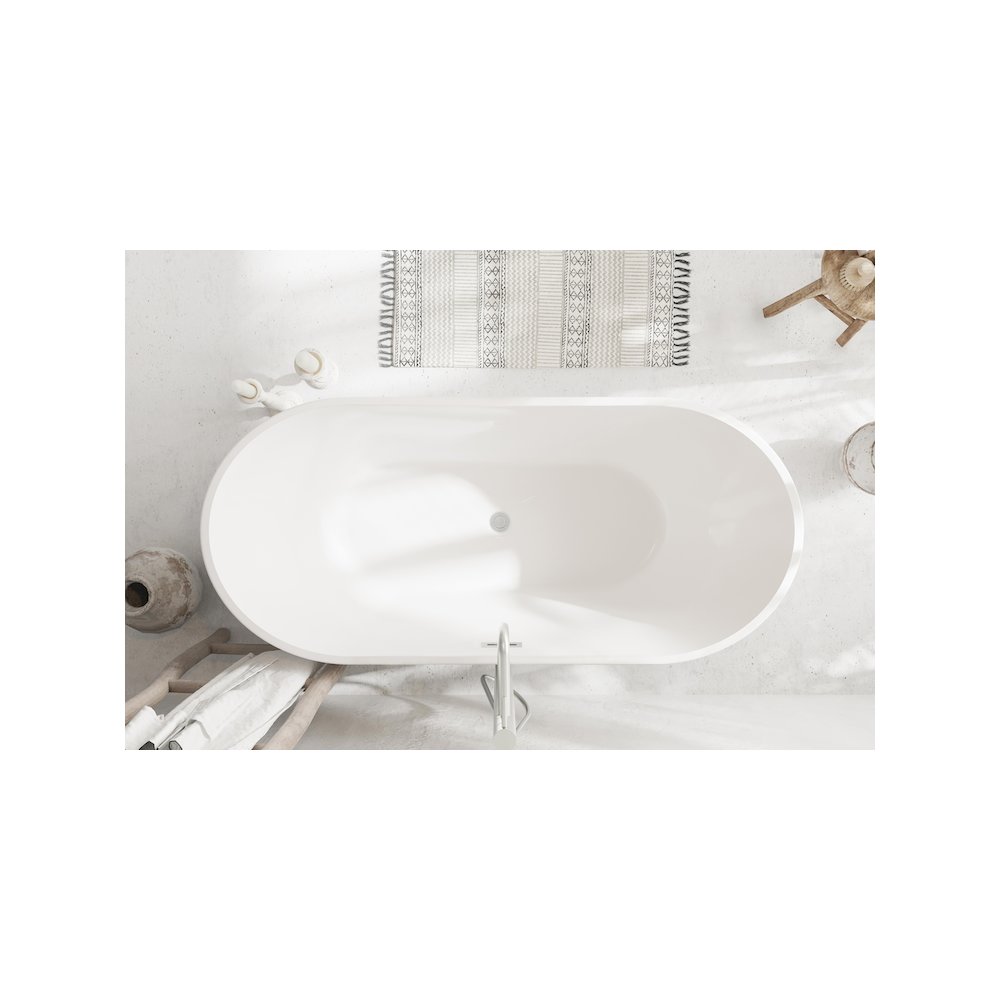 67 inch Bathtub in Glossy White with Brushed Nickel Trim. Picture 4