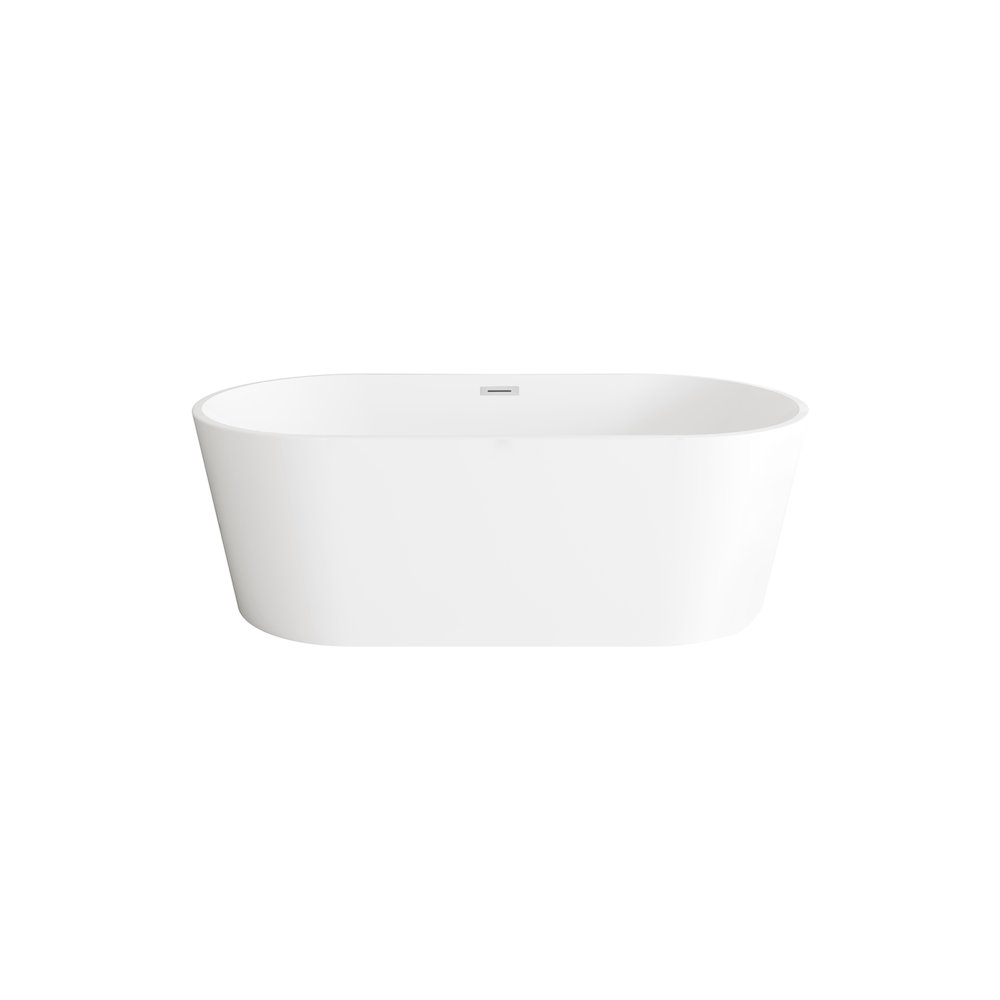 67 inch Bathtub in Glossy White with Chrome Trim. Picture 1