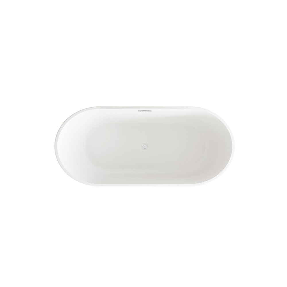 67 inch Bathtub in Glossy White with Chrome Trim. Picture 6