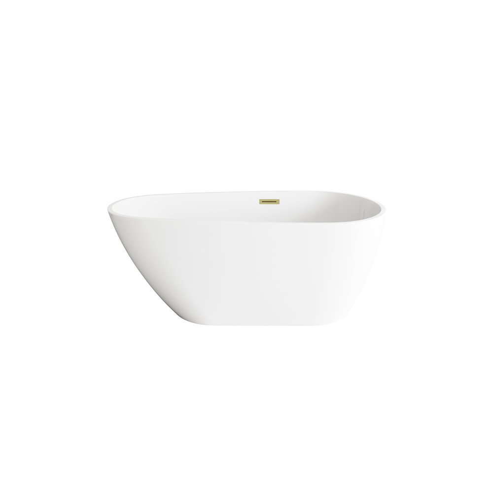 59 inch Bathtub in Glossy White with Brushed Gold Trim. Picture 1