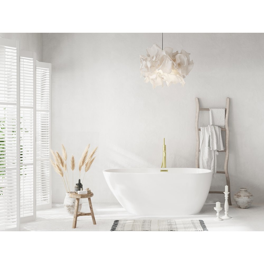 59 inch Bathtub in Glossy White with Brushed Gold Trim. Picture 2