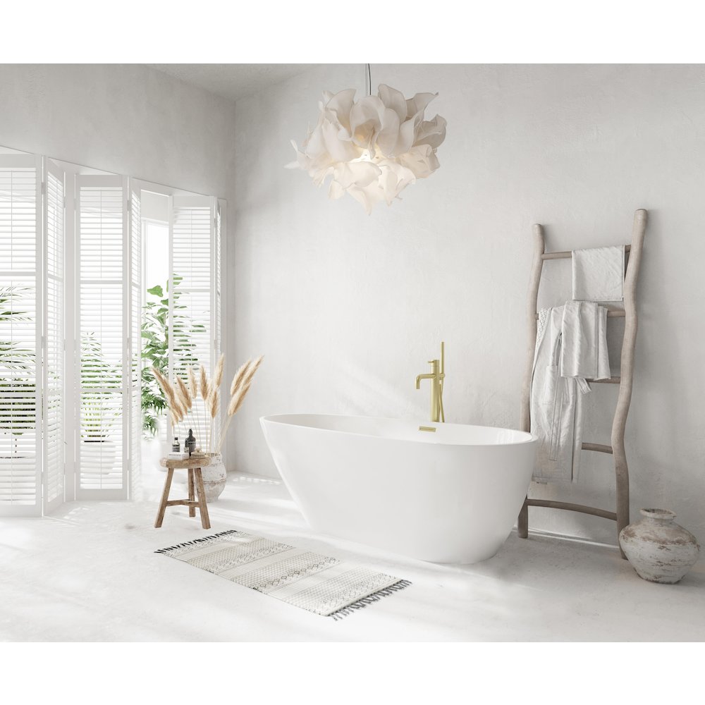 59 inch Bathtub in Glossy White with Brushed Gold Trim. Picture 3