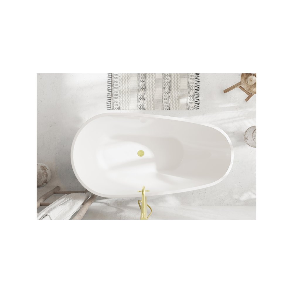 59 inch Bathtub in Glossy White with Brushed Gold Trim. Picture 4