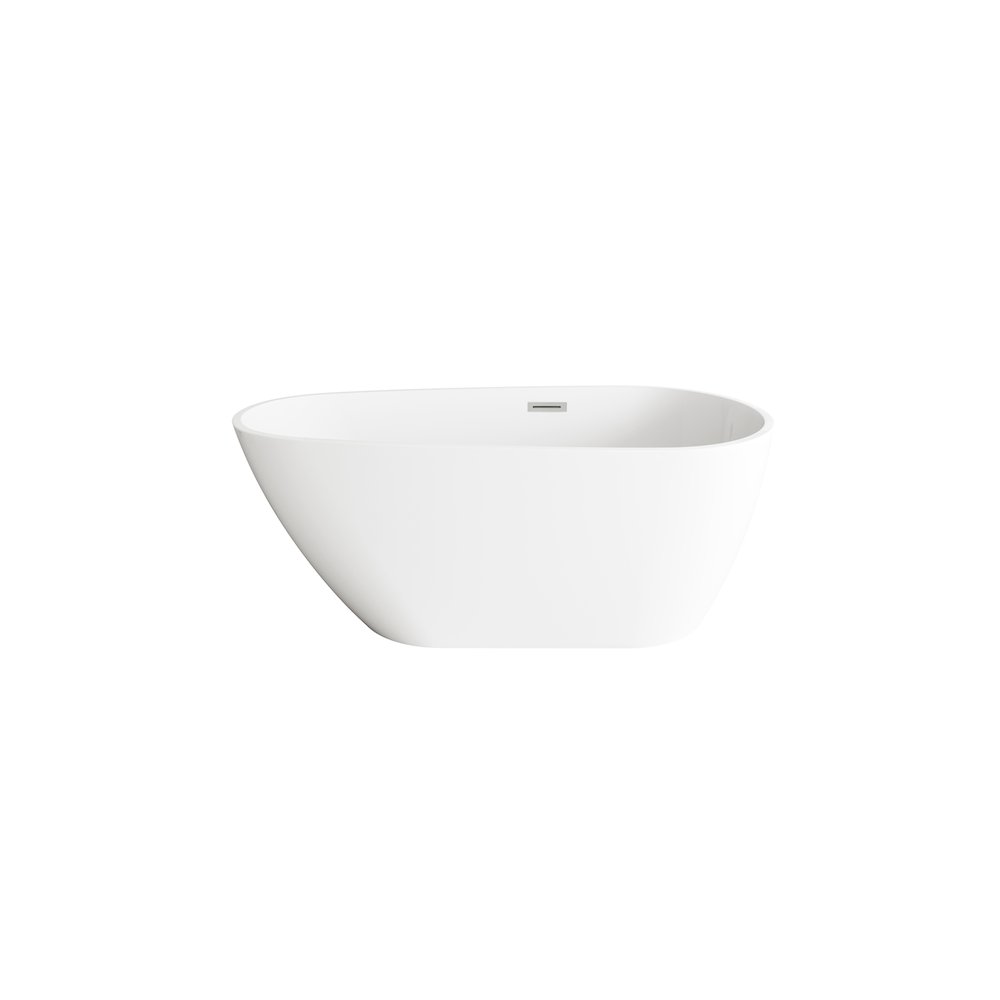 59 inch Bathtub in Glossy White with Brushed Nickel Trim. Picture 1