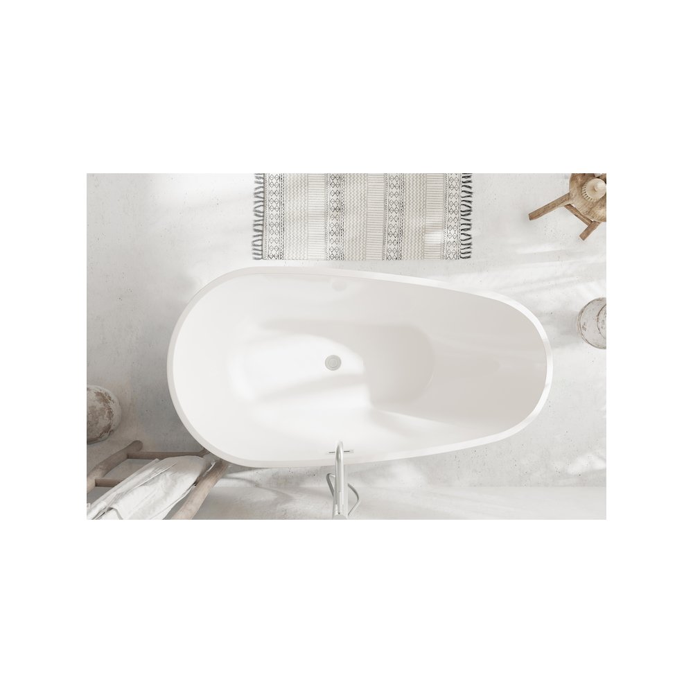 59 inch Bathtub in Glossy White with Brushed Nickel Trim. Picture 4