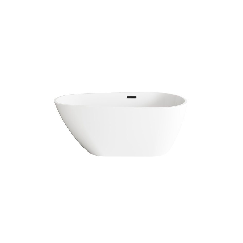 59 inch Bathtub in Glossy White with Matte Black Trim. Picture 1
