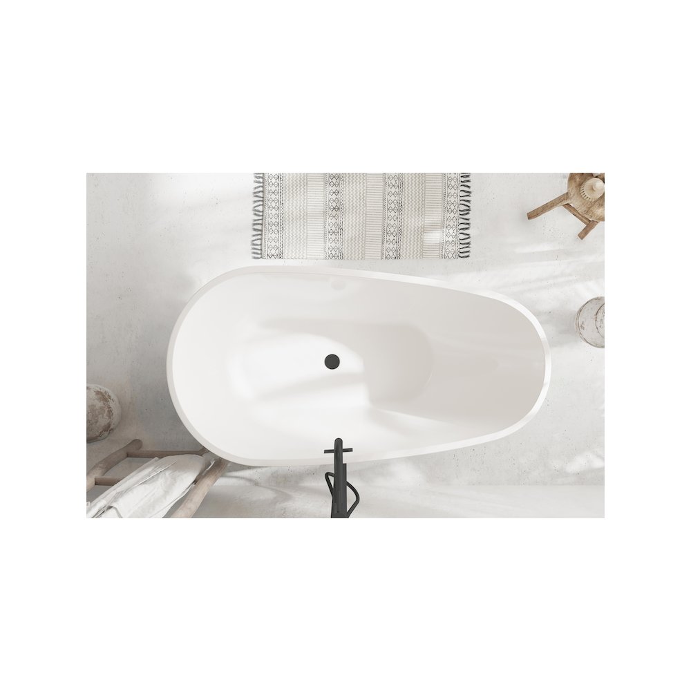 59 inch Bathtub in Glossy White with Matte Black Trim. Picture 4