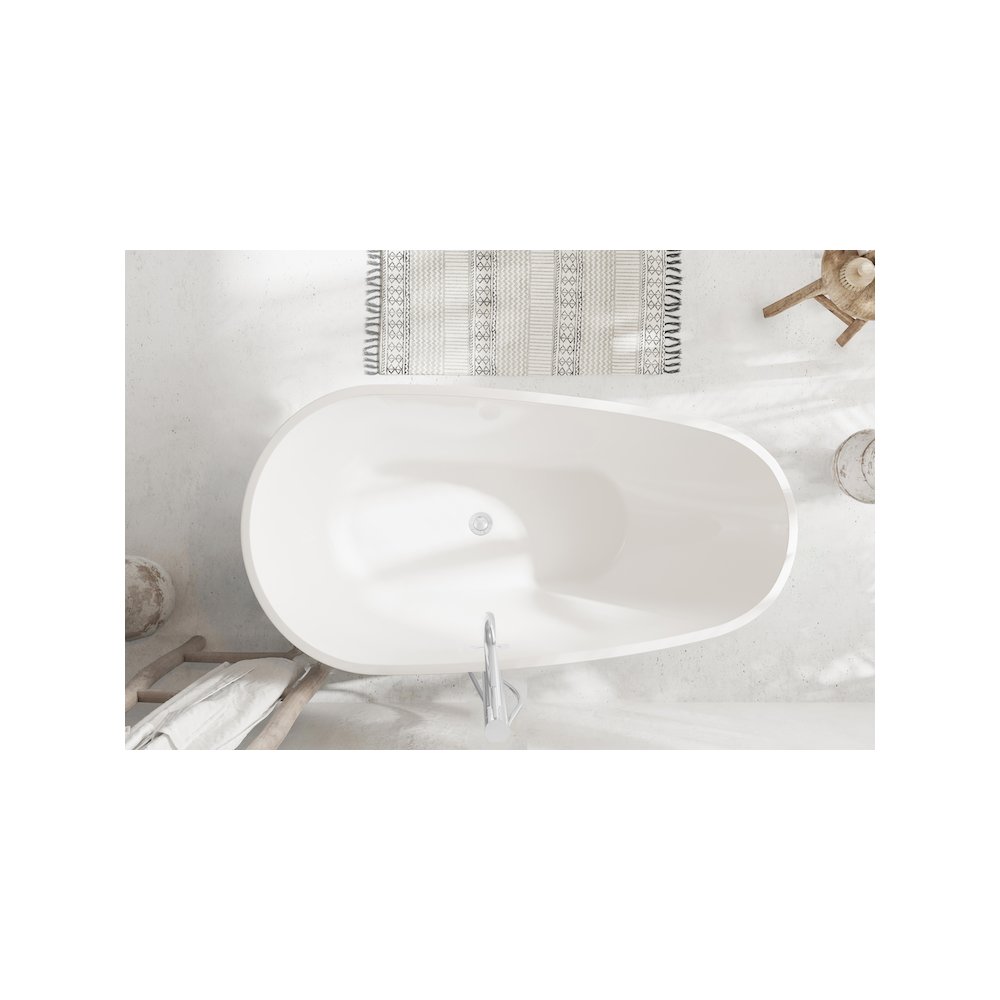 59 inch Bathtub in Glossy White with Chrome Trim. Picture 4