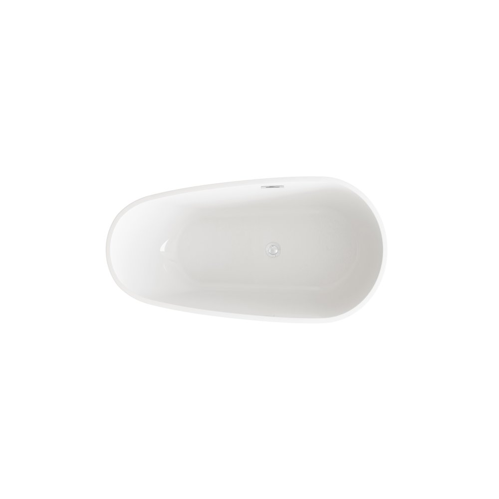 59 inch Bathtub in Glossy White with Chrome Trim. Picture 6