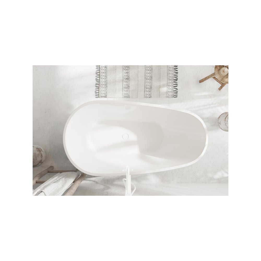 59 inch Bathtub in Glossy White with Polished White Trim. Picture 4
