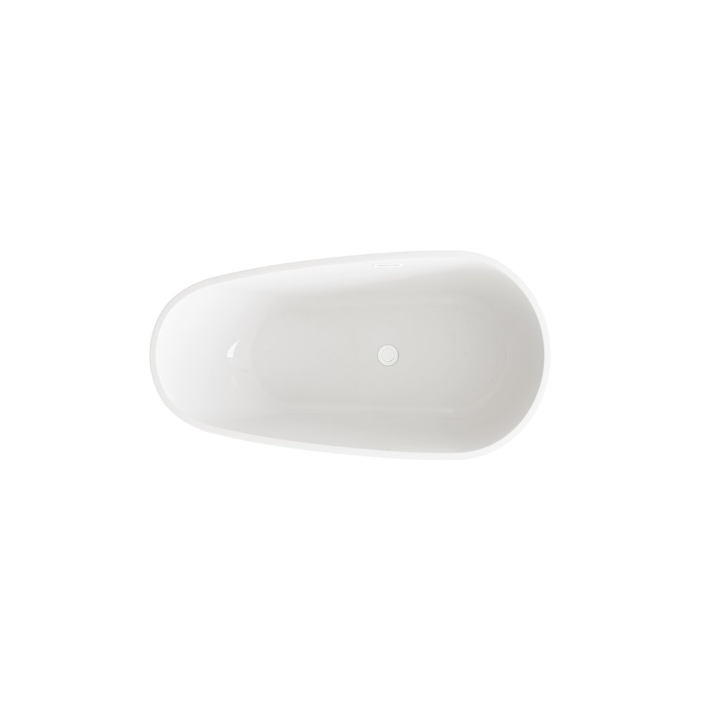 59 inch Bathtub in Glossy White with Polished White Trim. Picture 6