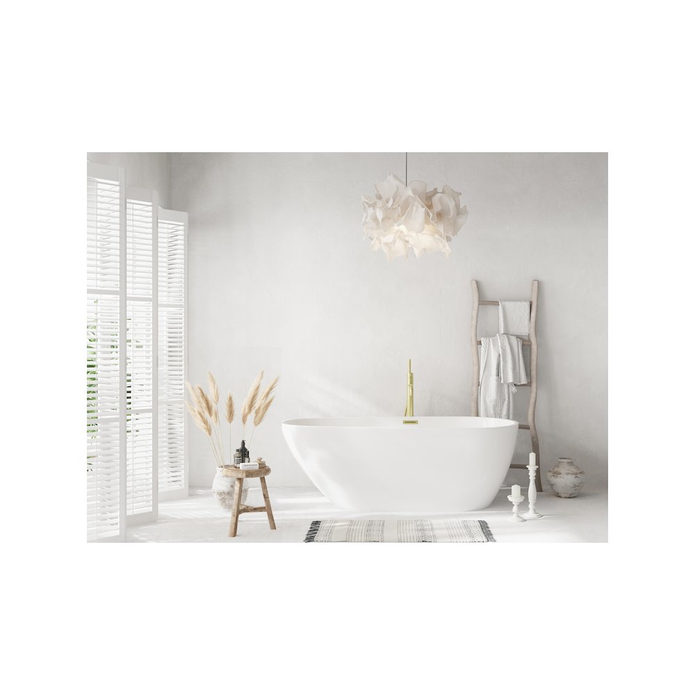 67 inch Bathtub in Glossy White with Brushed Gold Trim. Picture 2