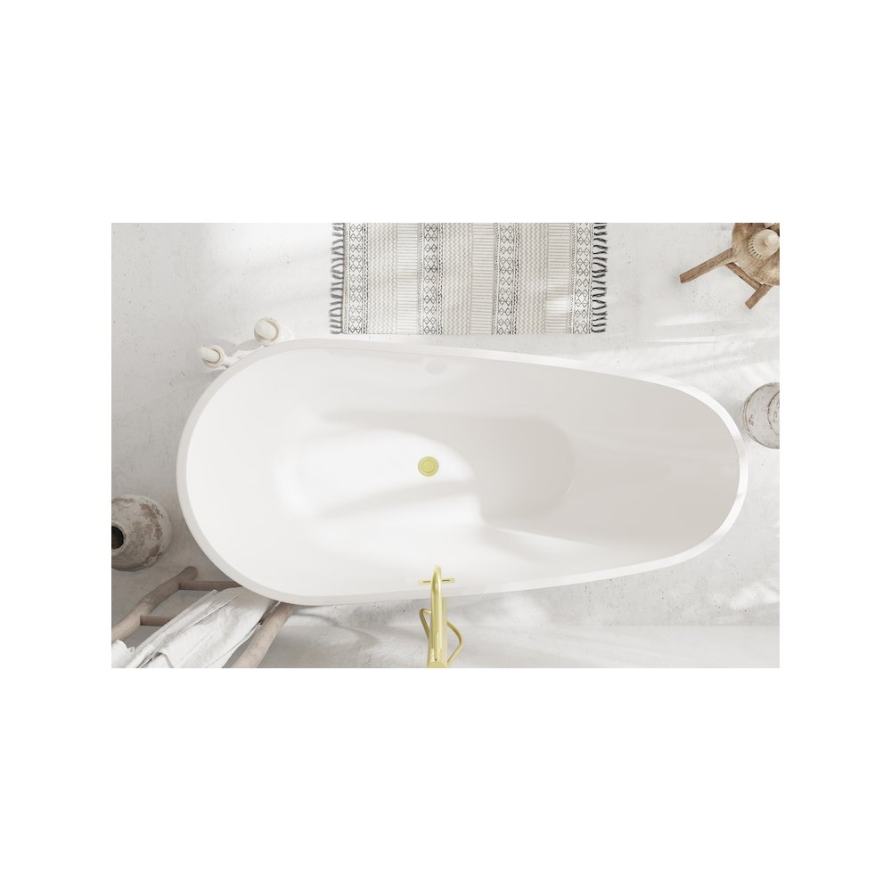 67 inch Bathtub in Glossy White with Brushed Gold Trim. Picture 4
