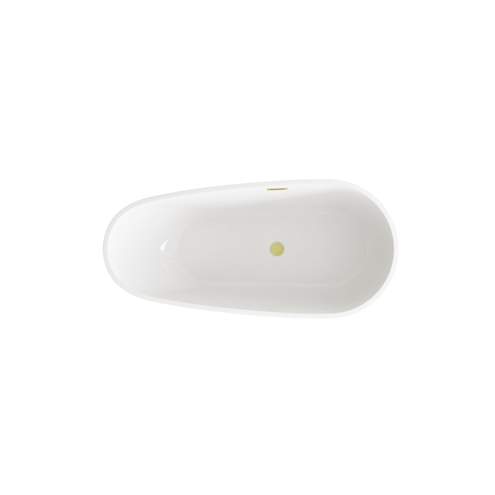 67 inch Bathtub in Glossy White with Brushed Gold Trim. Picture 6