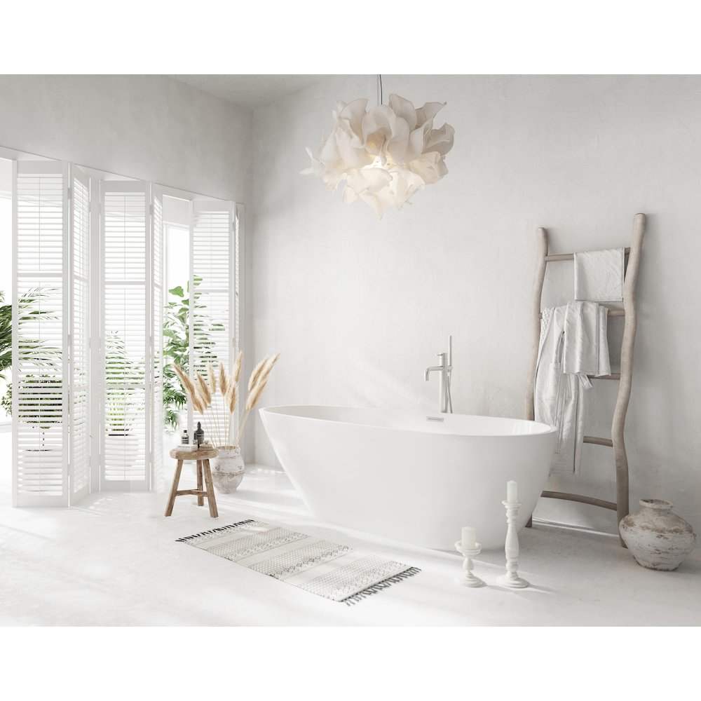 67 inch Bathtub in Glossy White with Brushed Nickel Trim. Picture 3