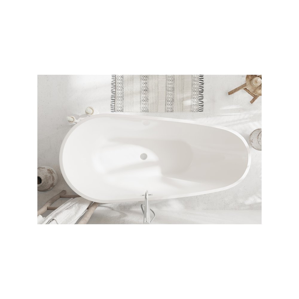 67 inch Bathtub in Glossy White with Brushed Nickel Trim. Picture 4