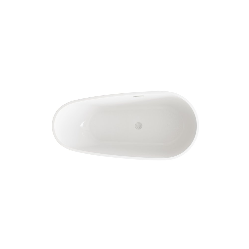 67 inch Bathtub in Glossy White with Brushed Nickel Trim. Picture 6