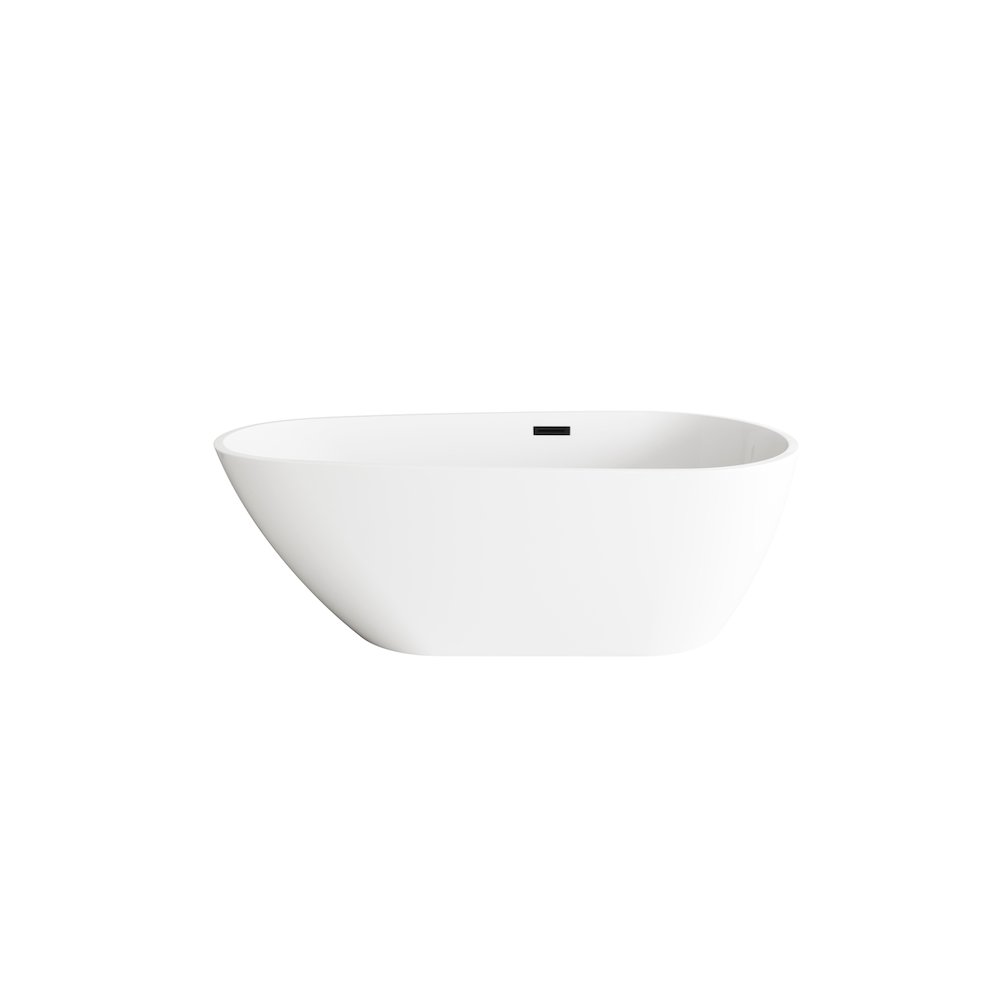 67 inch Bathtub in Glossy White with Matte Black Trim. Picture 1