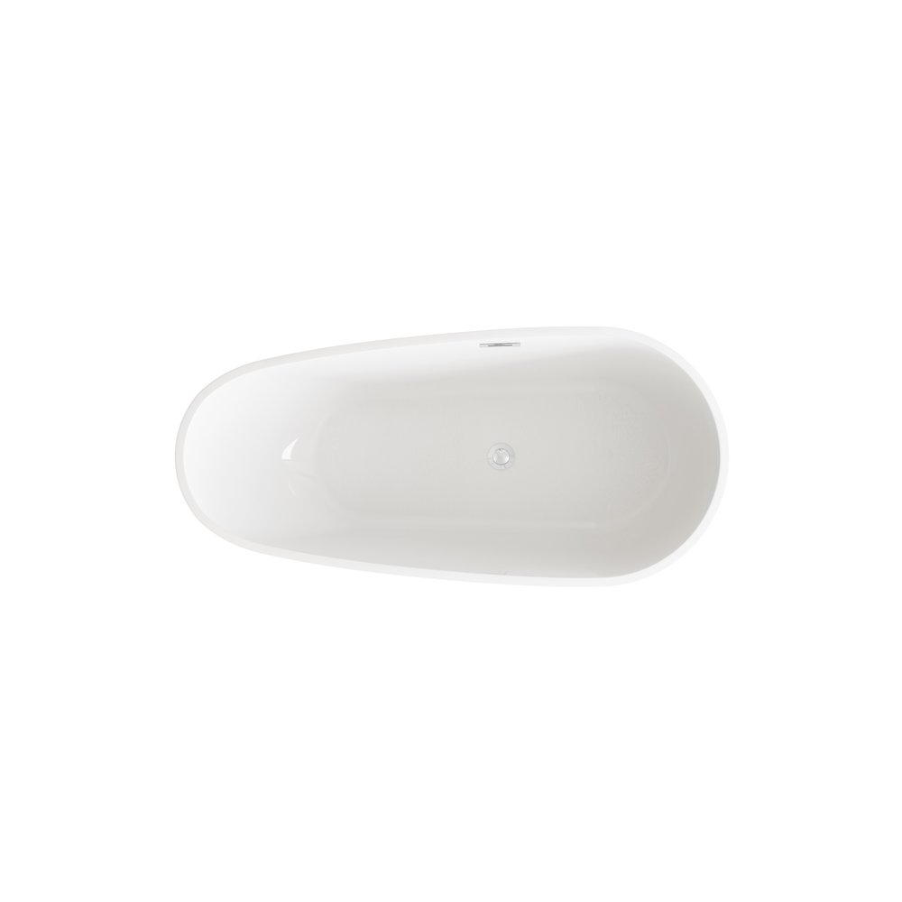 67 inch Bathtub in Glossy White with Chrome Trim. Picture 6