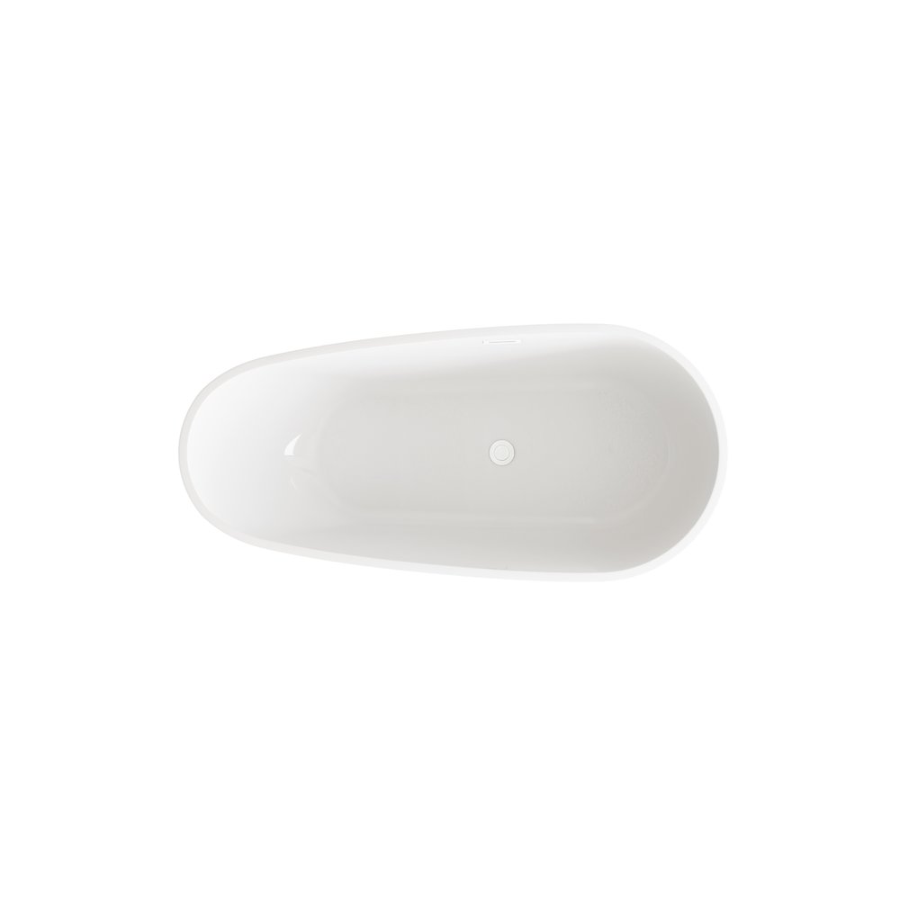 67 inch Bathtub in Glossy White with Polished White Trim. Picture 6