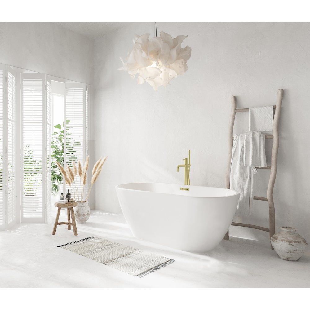 59 inch Bathtub in Glossy White with Brushed Gold Trim. Picture 3