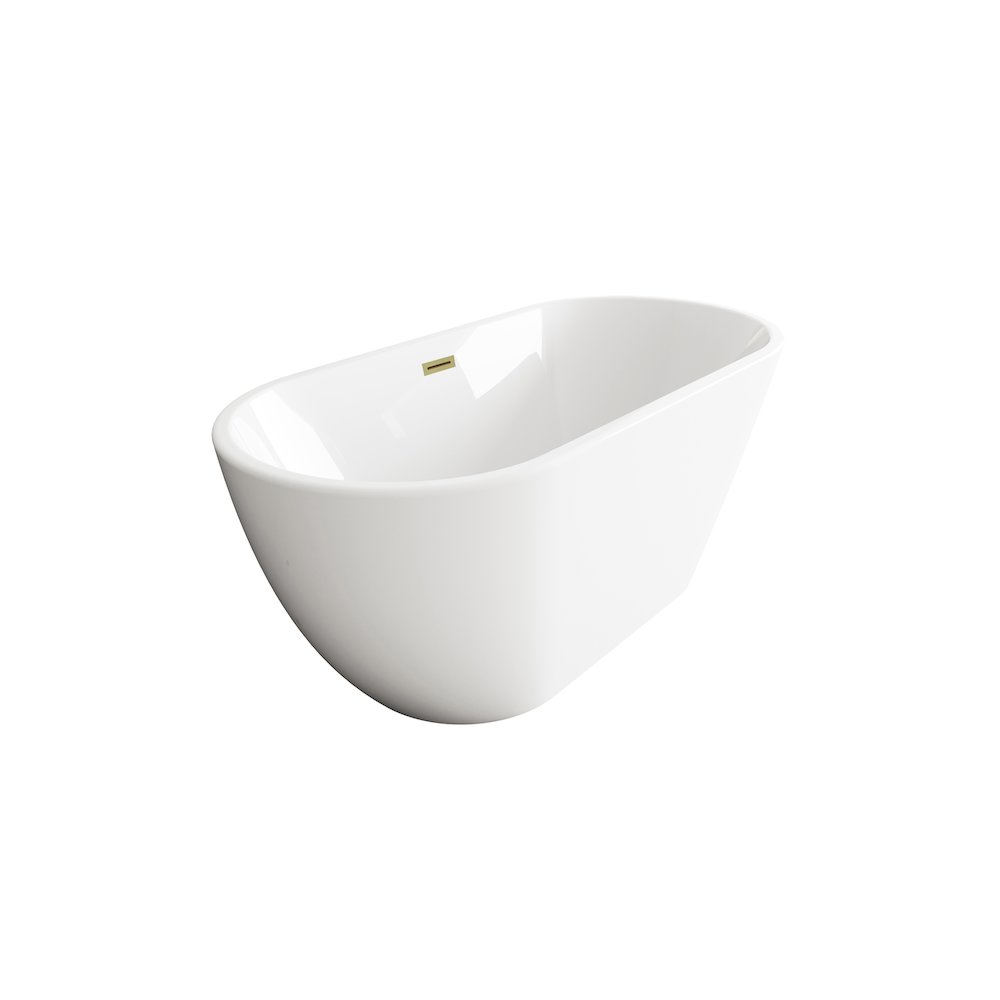 59 inch Bathtub in Glossy White with Brushed Gold Trim. Picture 5