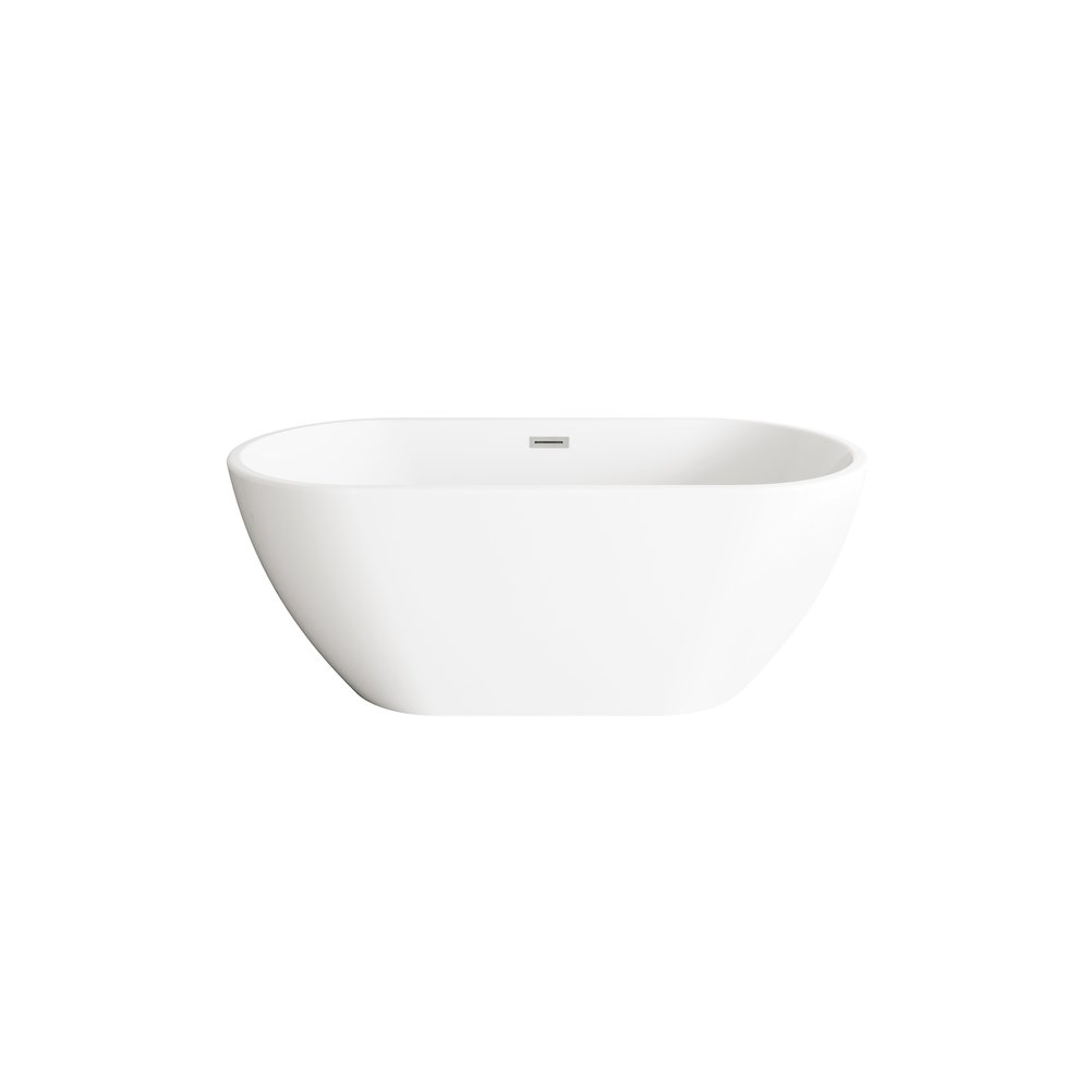 59 inch Bathtub in Glossy White with Brushed Nickel Trim. Picture 1