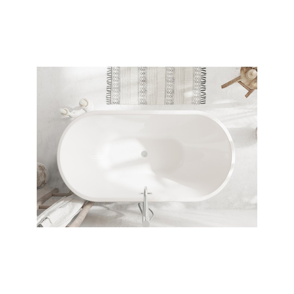 59 inch Bathtub in Glossy White with Brushed Nickel Trim. Picture 4