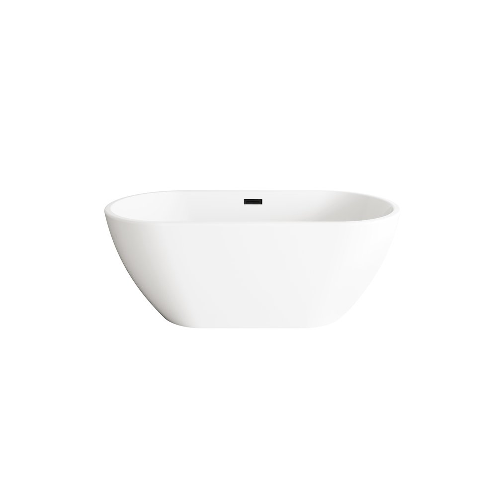 59 inch Bathtub in Glossy White with Matte Black Trim. Picture 1