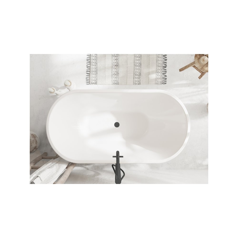 59 inch Bathtub in Glossy White with Matte Black Trim. Picture 4