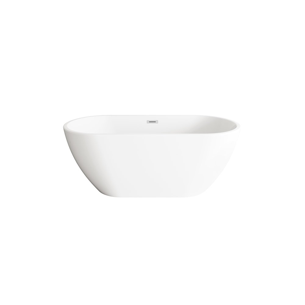 59 inch Bathtub in Glossy White with Chrome Trim. Picture 1