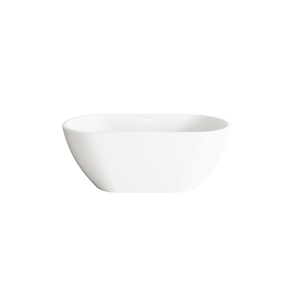59 inch Bathtub in Glossy White with Polished White Trim. Picture 1