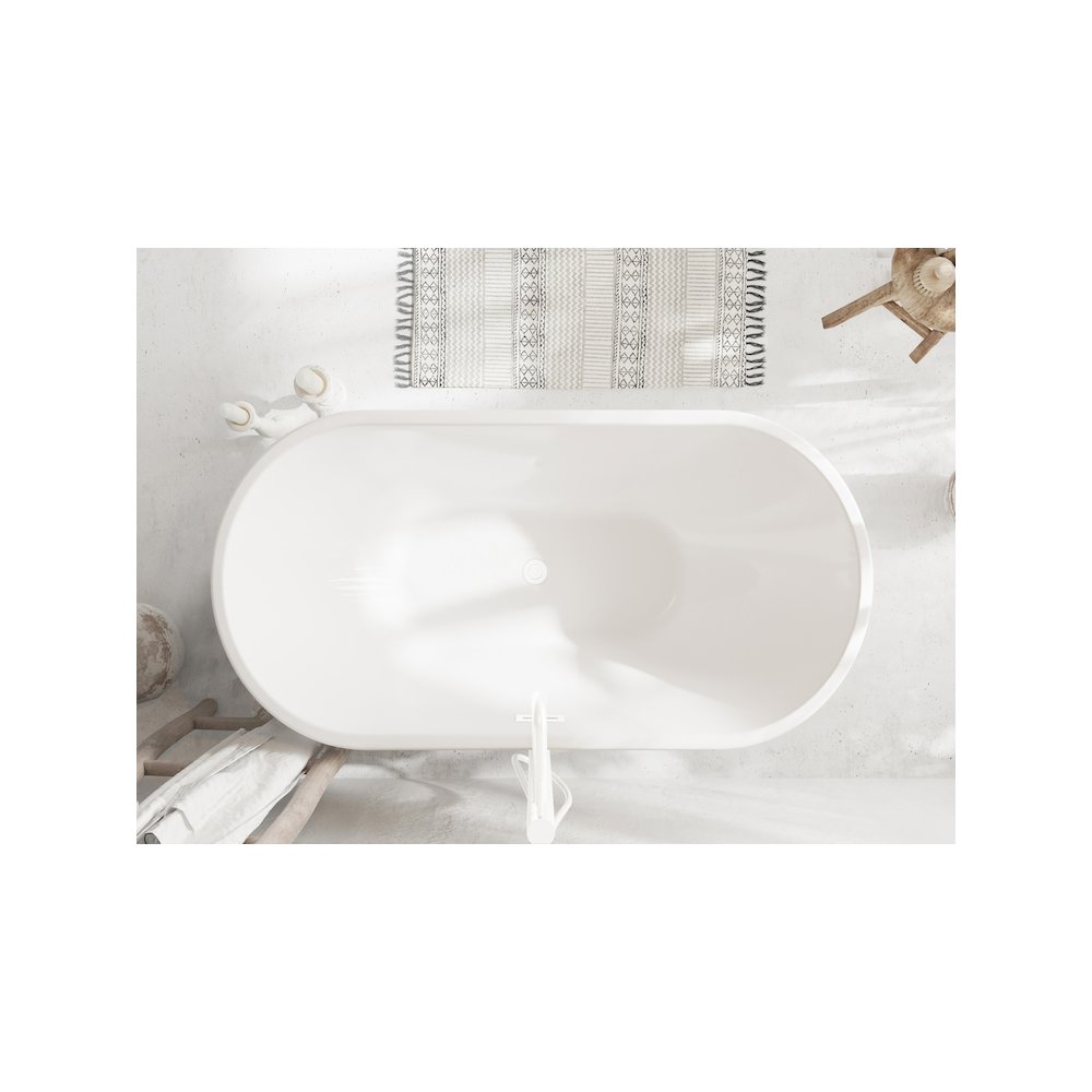 59 inch Bathtub in Glossy White with Polished White Trim. Picture 4