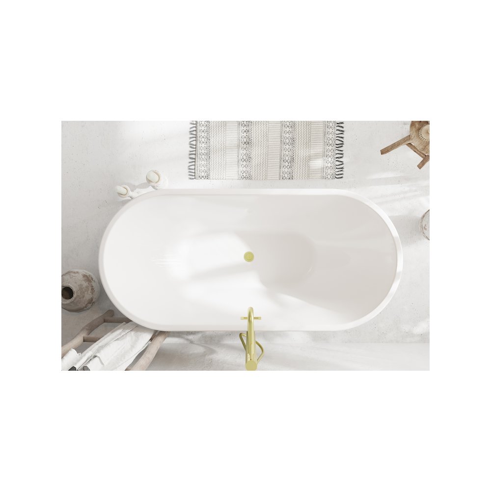 67 inch Bathtub in Glossy White with Brushed Gold Trim. Picture 4