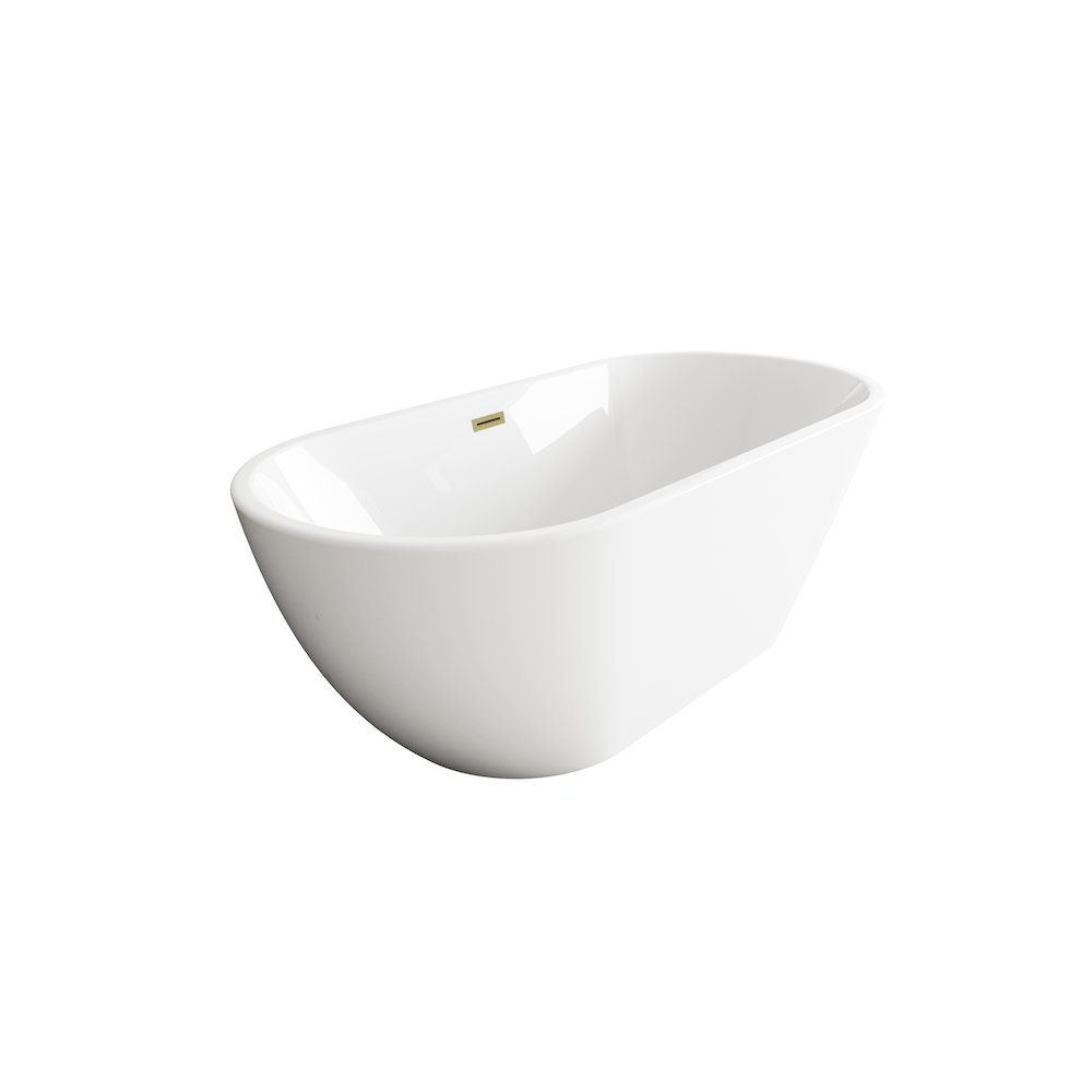 67 inch Bathtub in Glossy White with Brushed Gold Trim. Picture 5