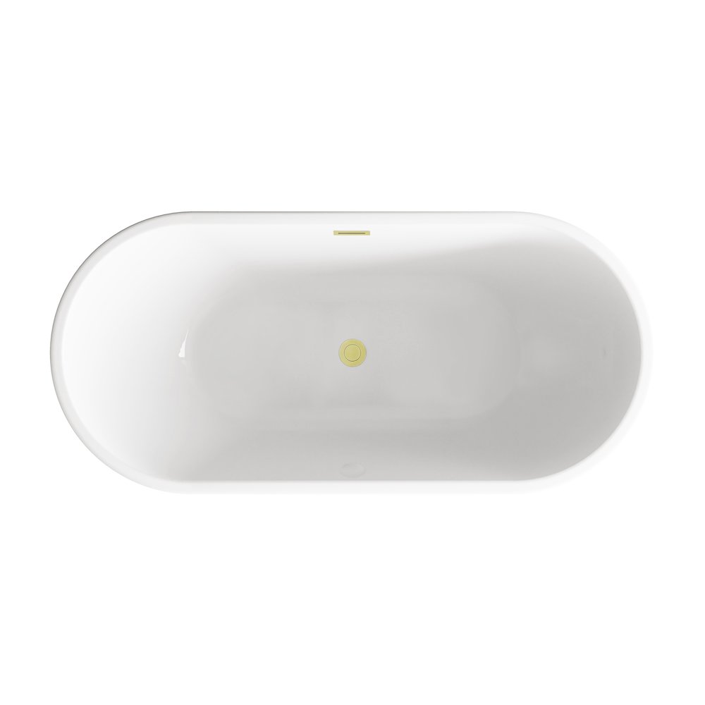 67 inch Bathtub in Glossy White with Brushed Gold Trim. Picture 6