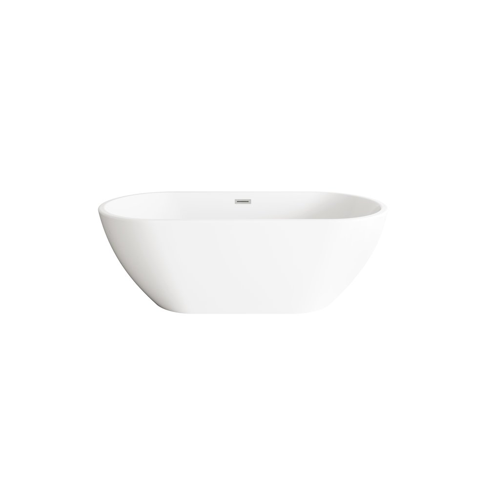 67 inch Bathtub in Glossy White with Brushed Nickel Trim. Picture 1