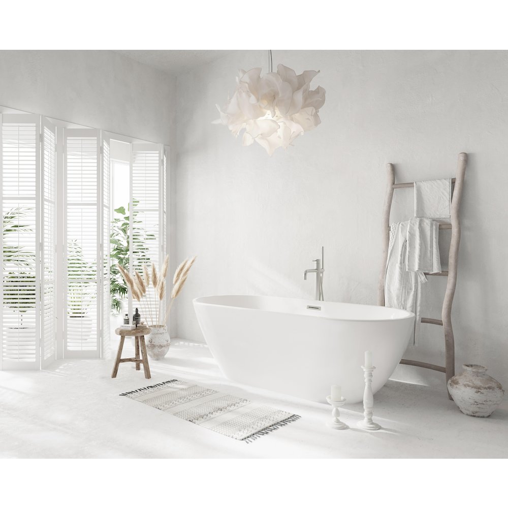 67 inch Bathtub in Glossy White with Brushed Nickel Trim. Picture 3