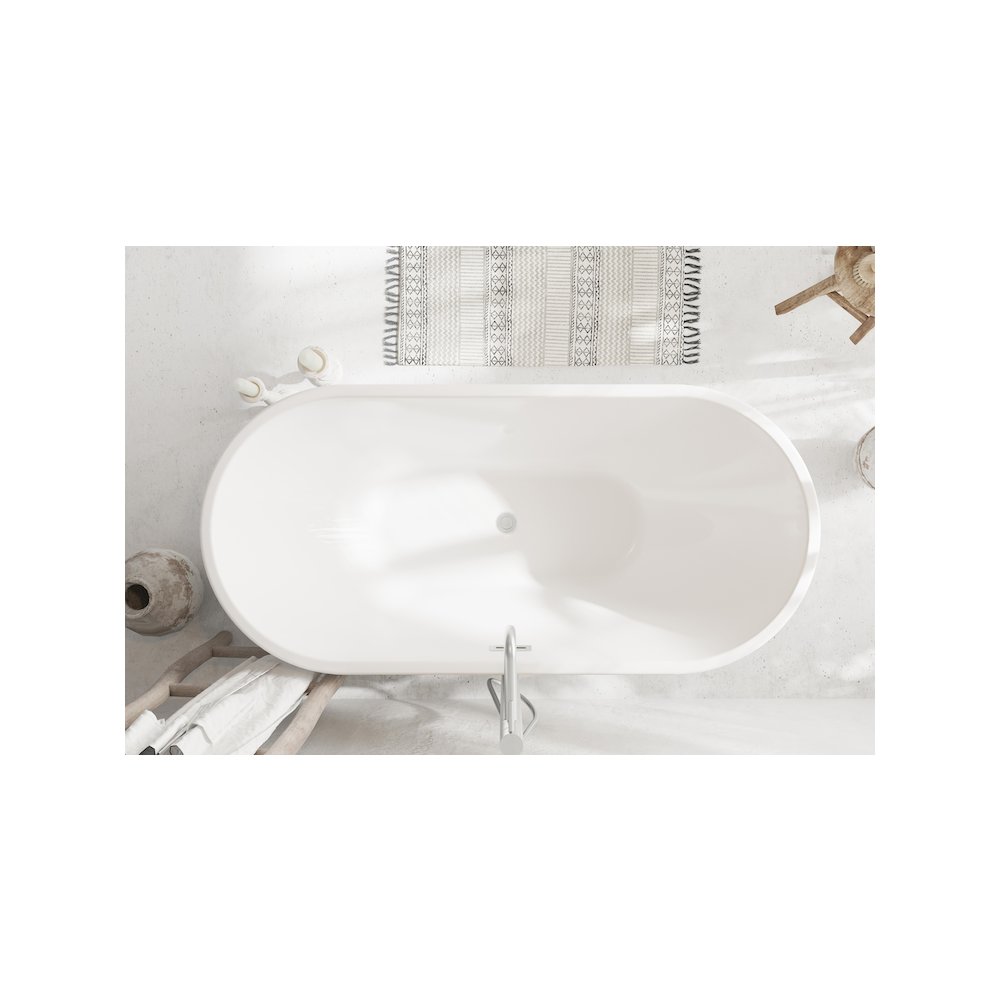 67 inch Bathtub in Glossy White with Brushed Nickel Trim. Picture 4